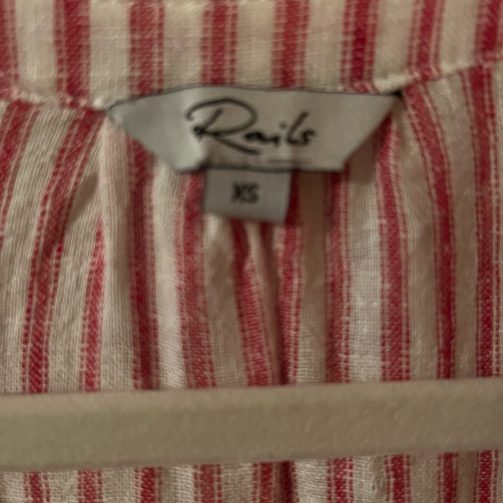 Rails Jasmine Red White Striped Flounce Long Slee… - image 2